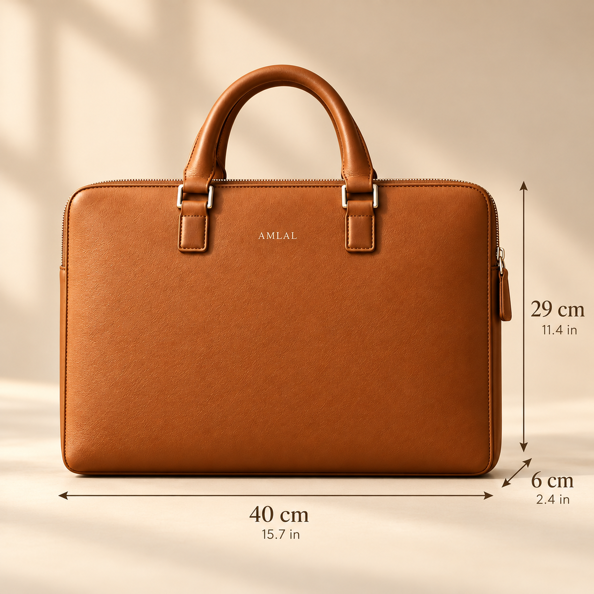 AMLAL slim leather briefcase dimensions 40 x 29 x 6 cm for 14 inch laptop