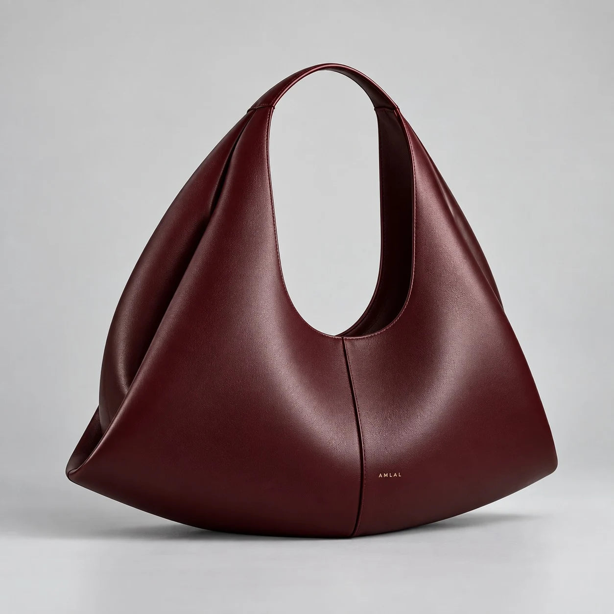 Sculpted Leather Shoulder Bag in Burgundy