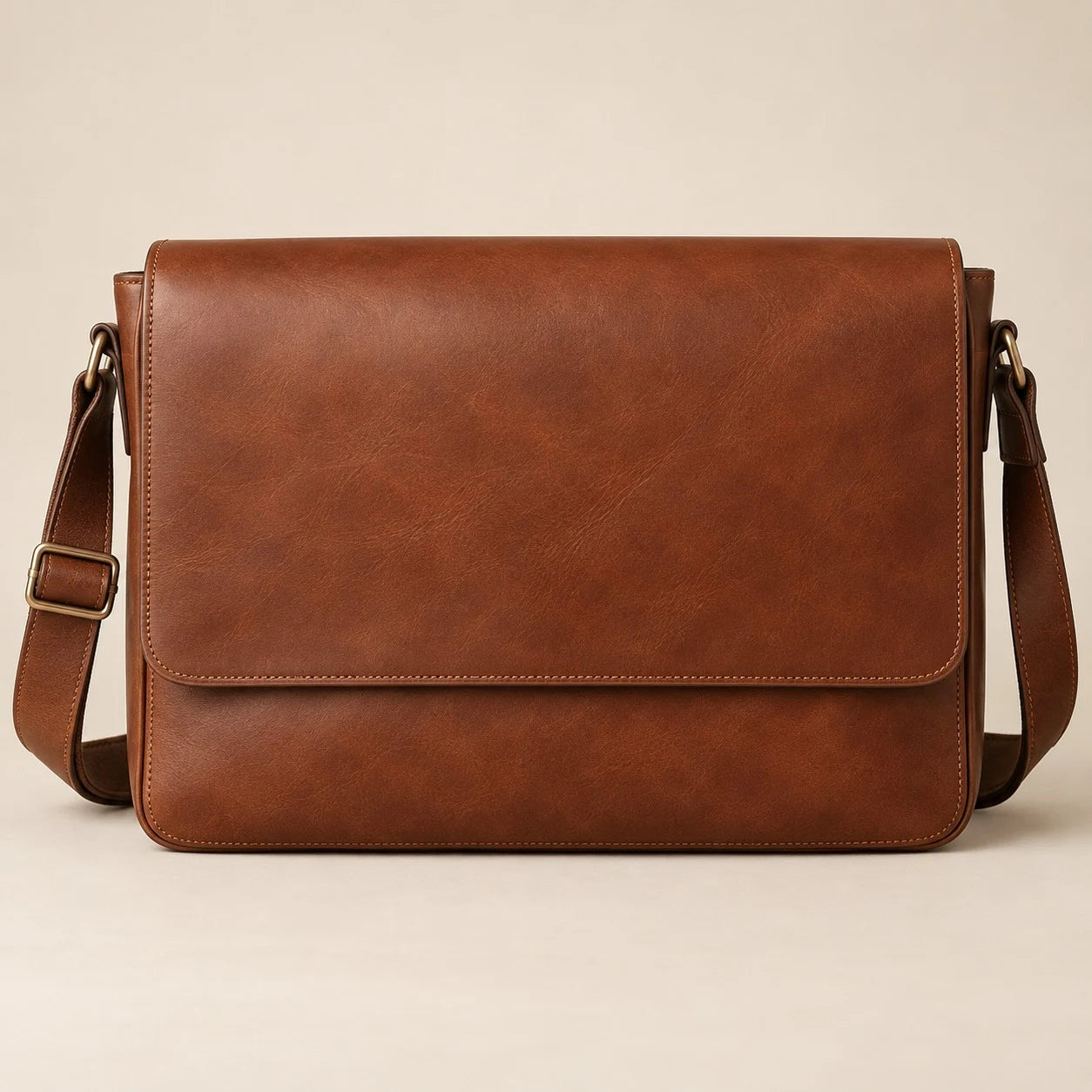 City Leather Messenger — Cognac